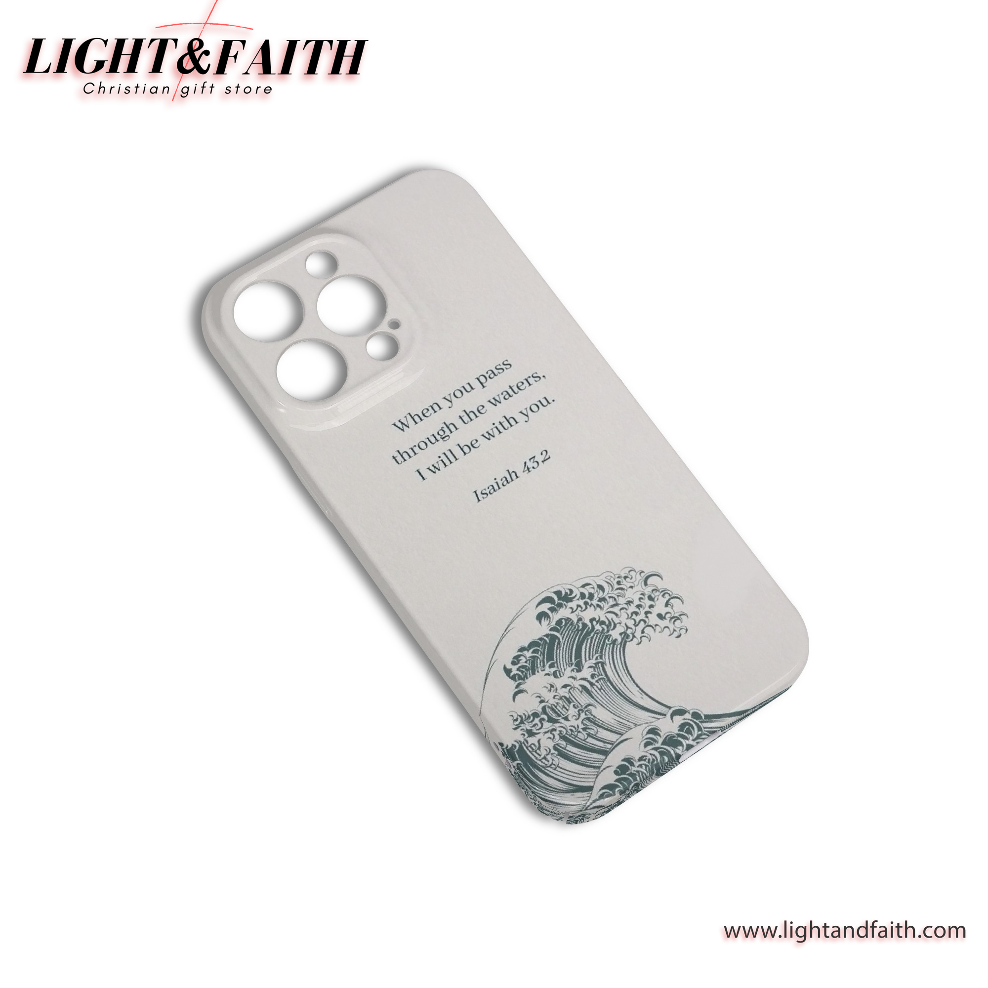 When You Pass Through the Waters Phone Case – Isaiah 43:2 Scripture with Ocean Wave Art, Christian Phone Case, Bible Verse Phone Case, Religious Gift, PCLAF53